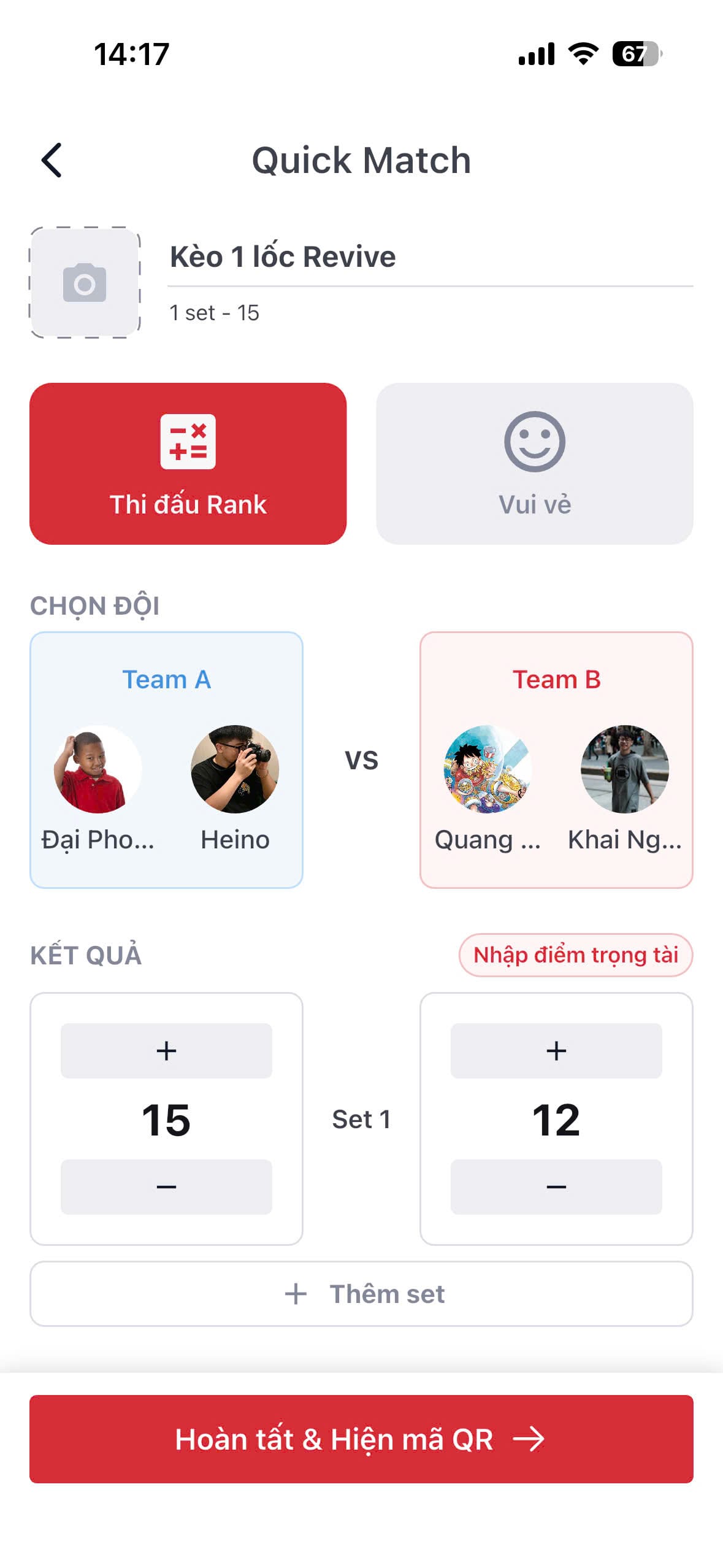 nhap diem, them nguoi choi